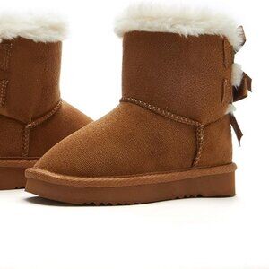 Weestep Girls Warm Fur Winter Ankle Flat Snow Boot (5 Toddler)
